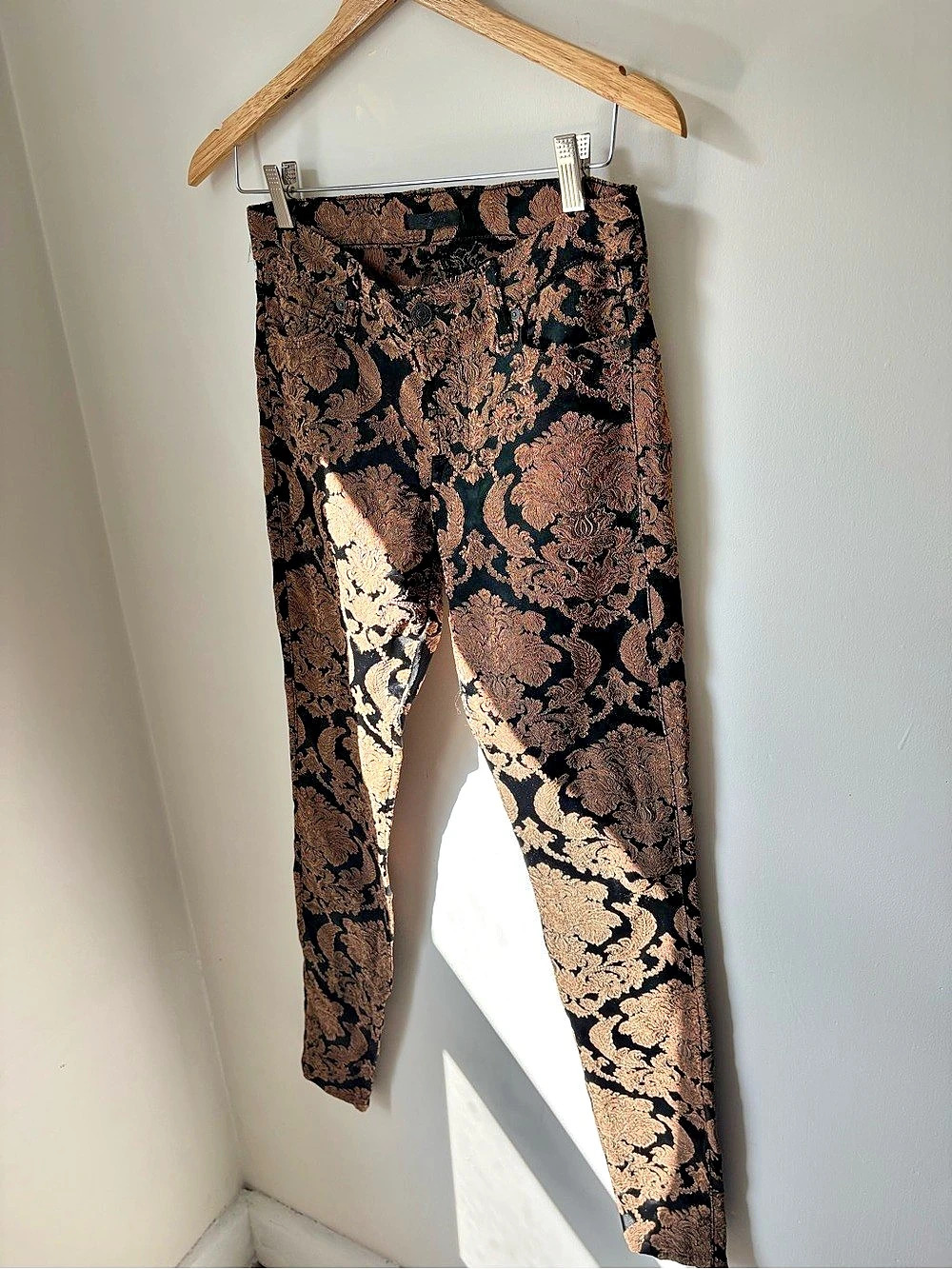 7 for All Mankind Floral Jacquard Skinny Pants 28